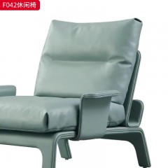 千匠一品 现代风格 优质皮革+羽绒包+弯板 时尚大气休闲椅F042-L