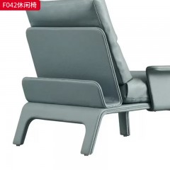 千匠一品 现代风格 优质皮革+羽绒包+弯板 时尚大气休闲椅F042-L