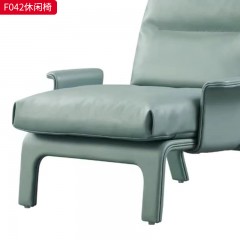 千匠一品 现代风格 优质皮革+羽绒包+弯板 时尚大气休闲椅F042-L