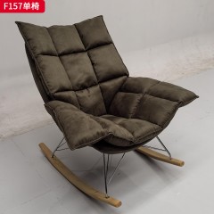 千匠一品 现代风格 优质皮料+羽绒包+五金架+弯板+实木脚 时尚大气单椅F157-L