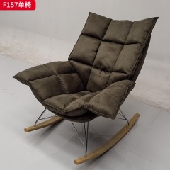 千匠一品 现代风格 优质皮料+羽绒包+五金架+弯板+实木脚 时尚大气单椅F157-L