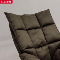 千匠一品 现代风格 优质皮料+羽绒包+五金架+弯板+实木脚 时尚大气单椅F157-L