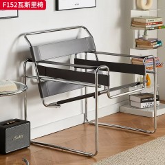 千匠一品 现代风格 马鞍皮+不锈钢 时尚大气瓦斯里椅F152-L