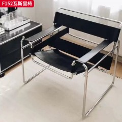 千匠一品 现代风格 马鞍皮+不锈钢 时尚大气瓦斯里椅F152-L