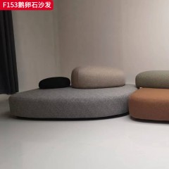 千匠一品 现代风格 布艺面料+高密度海绵+木框架+靠背定型棉 时尚大气鹅卵石沙发F153-L