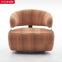 千匠一品 现代风格 优质绒布  皮革面料+高回弹海绵+松木框架+五金 时尚大气休闲椅F050-L