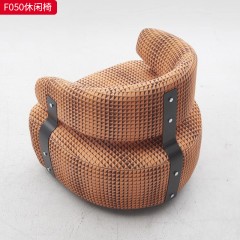 千匠一品 现代风格 优质绒布  皮革面料+高回弹海绵+松木框架+五金 时尚大气休闲椅F050-L