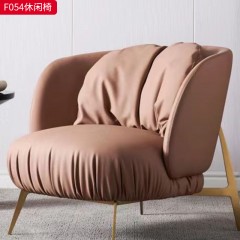 千匠一品 现代风格 优质皮艺面料+高密度海绵+碳素钢 时尚大气休闲椅F054-L