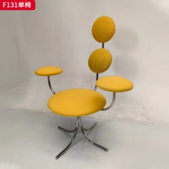 千匠一品 现代风格 优质面料+高密度海绵+木板+不锈钢框架 时尚大气单椅F131-J