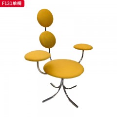 千匠一品 现代风格 优质面料+高密度海绵+木板+不锈钢框架 时尚大气单椅F131-J