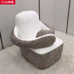 千匠一品 现代风格 毛绒面料+高密度海绵 时尚大气单椅F124-J