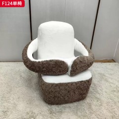 千匠一品 现代风格 毛绒面料+高密度海绵 时尚大气单椅F124-J