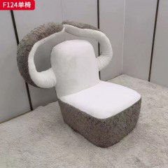 千匠一品 现代风格 毛绒面料+高密度海绵 时尚大气单椅F124-J