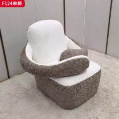 千匠一品 现代风格 毛绒面料+高密度海绵 时尚大气单椅F124-J