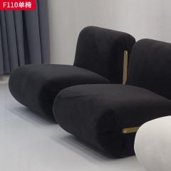 千匠一品 现代风格 布艺面料+高密度海绵+木框架 时尚大气单椅F110-J