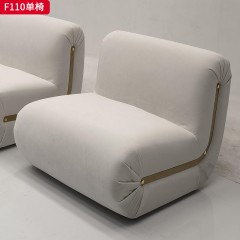 千匠一品 现代风格 布艺面料+高密度海绵+木框架 时尚大气单椅F110-J