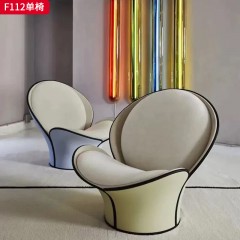 千匠一品 现代风格 玻璃钢+皮艺  布艺面料 时尚大气单椅F112-J