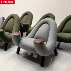 千匠一品 现代风格 布艺面料+高密度海绵+铁架 时尚大气单椅F096-J