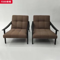 千匠一品 现代风格 硅胶皮  布艺面料+高密度海绵+白蜡木扶手 时尚大气单椅F099-J