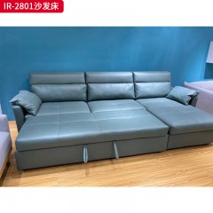 千匠一品 现代风格 皮艺面料+高密度海绵+进口松木+桉木+板+弹簧 时尚大气沙发床IR-2801-L