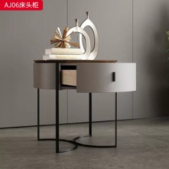 千匠一品 现代风格 E1级环保板+实木抽屉+回弹导轨+哑光烤漆+黑五金底架 时尚大气床头柜AJ06-J