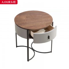 千匠一品 现代风格 E1级环保板+实木抽屉+回弹导轨+哑光烤漆+黑五金底架 时尚大气床头柜AJ06-J