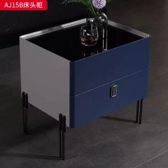 千匠一品 现代风格 E1级环保板+玻璃+实木抽屉+哑光烤漆+回弹导轨+五金底架 时尚大气床头柜AJ15B-J