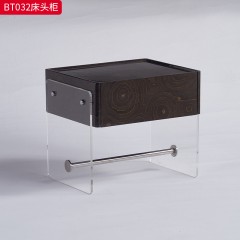 千匠一品 现代风格 E1级环保板+亚克力+实木抽屉+五金+回弹导轨 时尚大气床头柜BT031  BT032-J