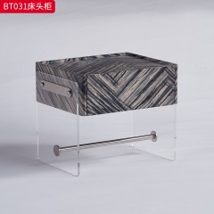 千匠一品 现代风格 E1级环保板+亚克力+实木抽屉+五金+回弹导轨 时尚大气床头柜BT031  BT032-J