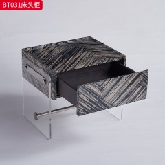 千匠一品 现代风格 E1级环保板+亚克力+实木抽屉+五金+回弹导轨 时尚大气床头柜BT031  BT032-J