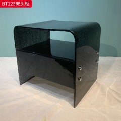 千匠一品 现代风格 亮光E1级环保板+石头纹亚克力+优质导轨 时尚大气床头柜BT123-L