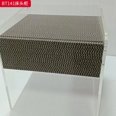 千匠一品 现代风格 亮光E1级环保板+石头纹亚克力+优质导轨 时尚大气床头柜BT123-L