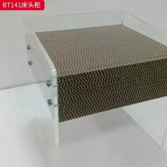 千匠一品 现代风格 亮光E1级环保板+石头纹亚克力+优质导轨 时尚大气床头柜BT123-L