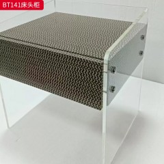 千匠一品 现代风格 亮光E1级环保板+石头纹亚克力+优质导轨 时尚大气床头柜BT123-L