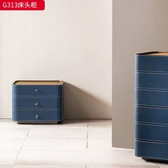 千匠一品 现代风格 弯板+马鞍皮+回弹导轨+实木抽屉 时尚大气床头柜G313-L