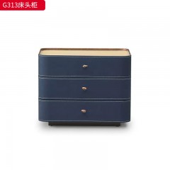 千匠一品 现代风格 弯板+马鞍皮+回弹导轨+实木抽屉 时尚大气床头柜G313-L