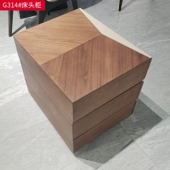 千匠一品 现代风格 E1级环保板+马鞍皮+回弹导轨+实木抽屉+哑光烤漆 时尚大气床头柜G314-L