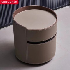 千匠一品 现代风格 E1级环保板+马鞍皮+回弹导轨+马鞍皮抽屉+碳素钢底座 时尚大气床头柜ST015-L