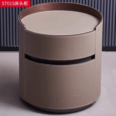 千匠一品 现代风格 E1级环保板+马鞍皮+回弹导轨+马鞍皮抽屉+碳素钢底座 时尚大气床头柜ST015-L