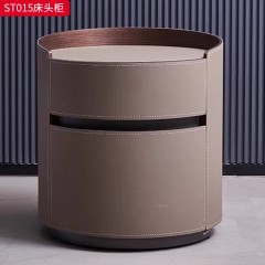 千匠一品 现代风格 E1级环保板+马鞍皮+回弹导轨+马鞍皮抽屉+碳素钢底座 时尚大气床头柜ST015-L
