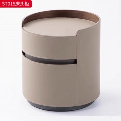 千匠一品 现代风格 E1级环保板+马鞍皮+回弹导轨+马鞍皮抽屉+碳素钢底座 时尚大气床头柜ST015-L