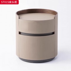 千匠一品 现代风格 E1级环保板+马鞍皮+回弹导轨+马鞍皮抽屉+碳素钢底座 时尚大气床头柜ST015-L