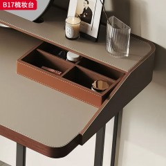 千匠一品 意式风格 碳素钢电镀拉丝框架+全马鞍皮+镜子 时尚大气梳妆台B17-L