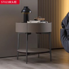 千匠一品 意式风格 E1级环保弯板+马鞍皮工艺+扪皮抽屉+回弹导轨+五金脚 时尚大气床头柜ST023-L