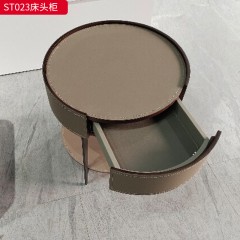 千匠一品 意式风格 E1级环保弯板+马鞍皮工艺+扪皮抽屉+回弹导轨+五金脚 时尚大气床头柜ST023-L