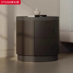 千匠一品 意式风格 E1级环保板+烟熏木皮+开放漆+回弹导轨+碳素钢底座 时尚大气床头柜ST026-L