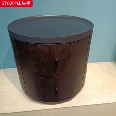 千匠一品 意式风格 E1级环保板+烟熏木皮+开放漆+回弹导轨+碳素钢底座 时尚大气床头柜ST026-L