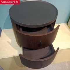 千匠一品 意式风格 E1级环保板+烟熏木皮+开放漆+回弹导轨+碳素钢底座 时尚大气床头柜ST026-L