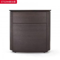 千匠一品 意式风格 E1级环保板+烟熏木皮饰面+开放漆+回弹导轨+实木脚 时尚大气床头柜ST029-L