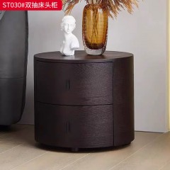 千匠一品 意式风格 E1级环保板+烟熏木皮饰面+开放漆+回弹导轨 时尚大气床头柜ST030-L
